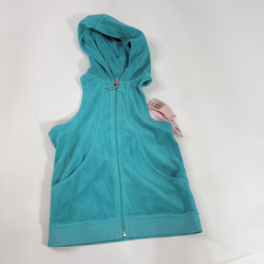 Juicy Couture Hoodie Girls 7 Bermuda Sky Racerback Sleeveless Zip Velour Tank
